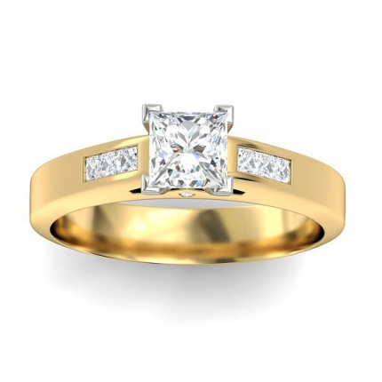 Elena Custom Design Princess Diamond Ring in 18kt Yellow Gold AU
